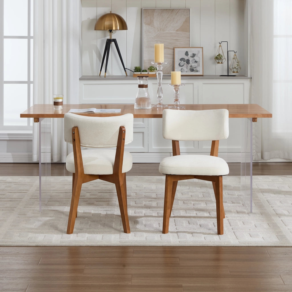 SEDIA Imbottita 54,5x47x77 cm in Legno massello Beige