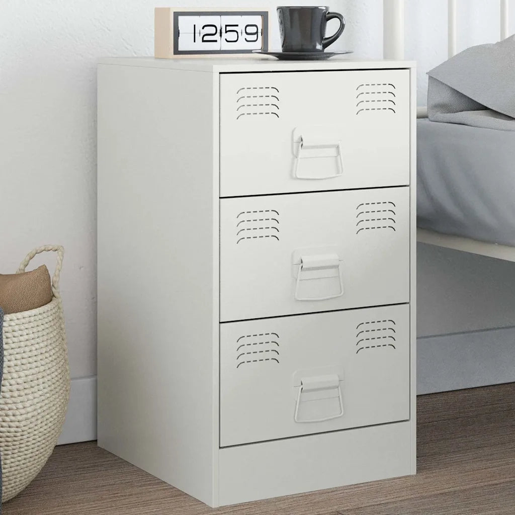 Comodino Bianco 34,5x39x62 cm in Acciaio