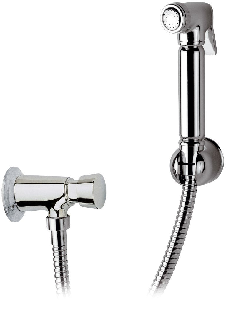 Set doccetta bidet con: doccia a pulsante, flessibile e rubinetto temporizzato