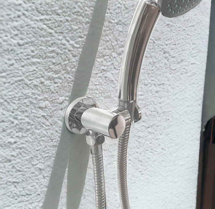 Supporto per doccia con presa acqua integrata, stile tondo in ottone pesante