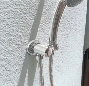 Supporto per doccia con presa acqua integrata, stile tondo in ottone pesante