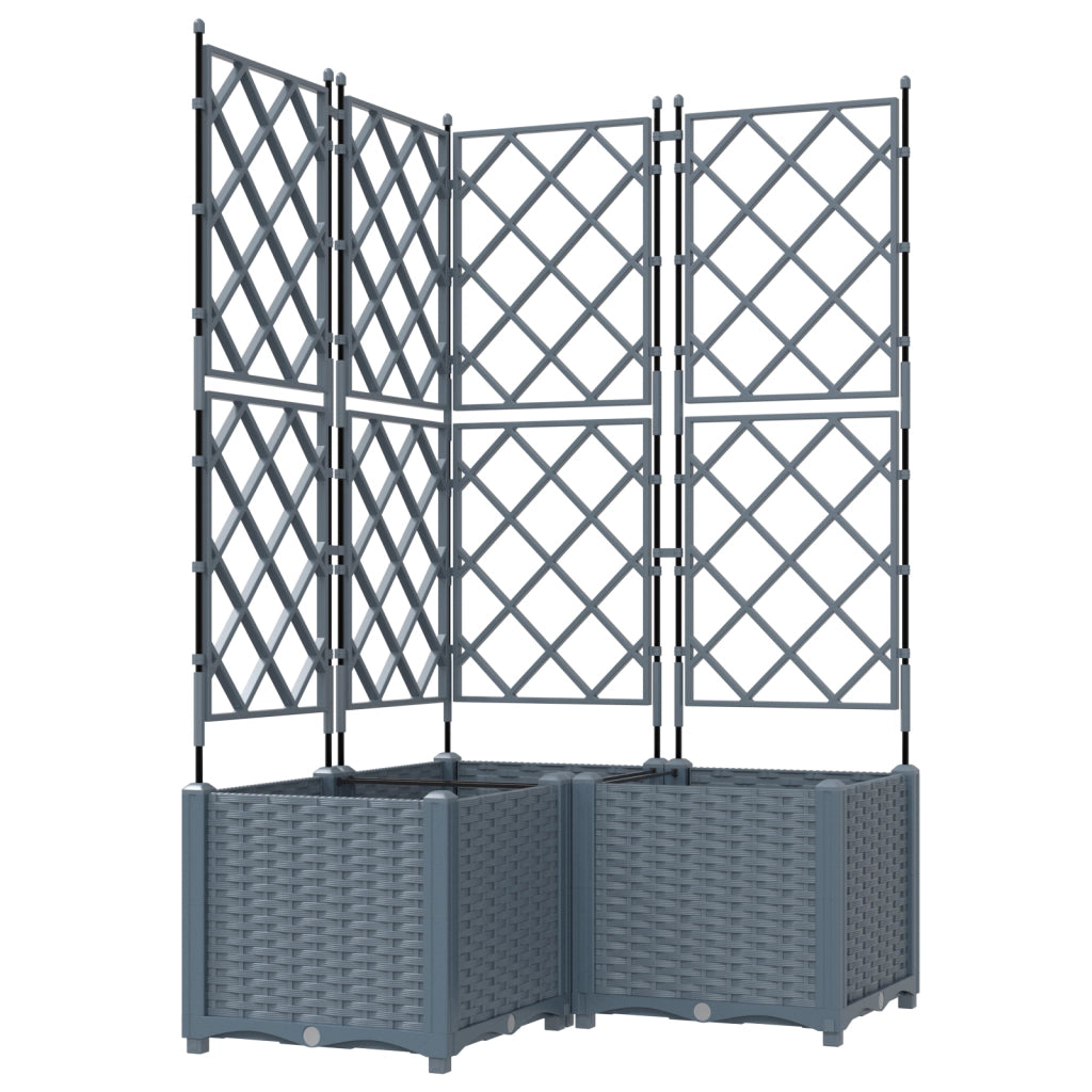 Fioriera da Giardino con Griglia 3 pz Grigio Chiaro 80x80x143 cm