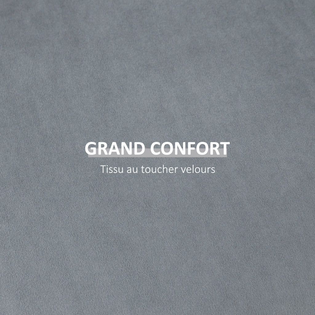 Pouf con contenitore e poggiapiedi in tessuto velluto ¨C zephmum ¨C grigio ?44x47.5cm