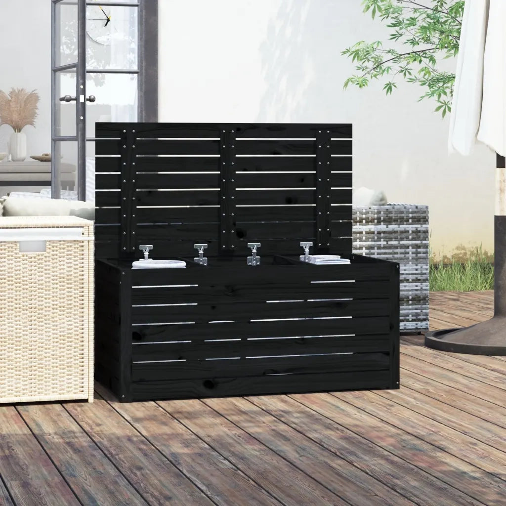 Contenitore Giardino Nero 101x50,5x46,5 cm Legno Massello Pino 823952