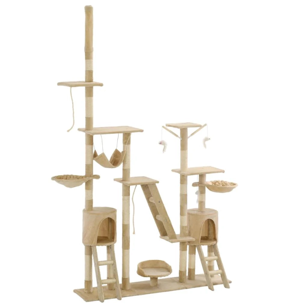 Tiragraffi albero per gatti cuccia per gatti giocattolo peluche sisal 230-250 cm beige 3702048
