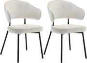 Set di 2 Sedie per Sala da Pranzo, Sedie da Cucina con Schienale, Sedie Imbottite e Rivestite in Velluto con Gambe Metalliche, Sedie Moderne per Camera da Letto, Soggiorno, Crema, BH389cm-2