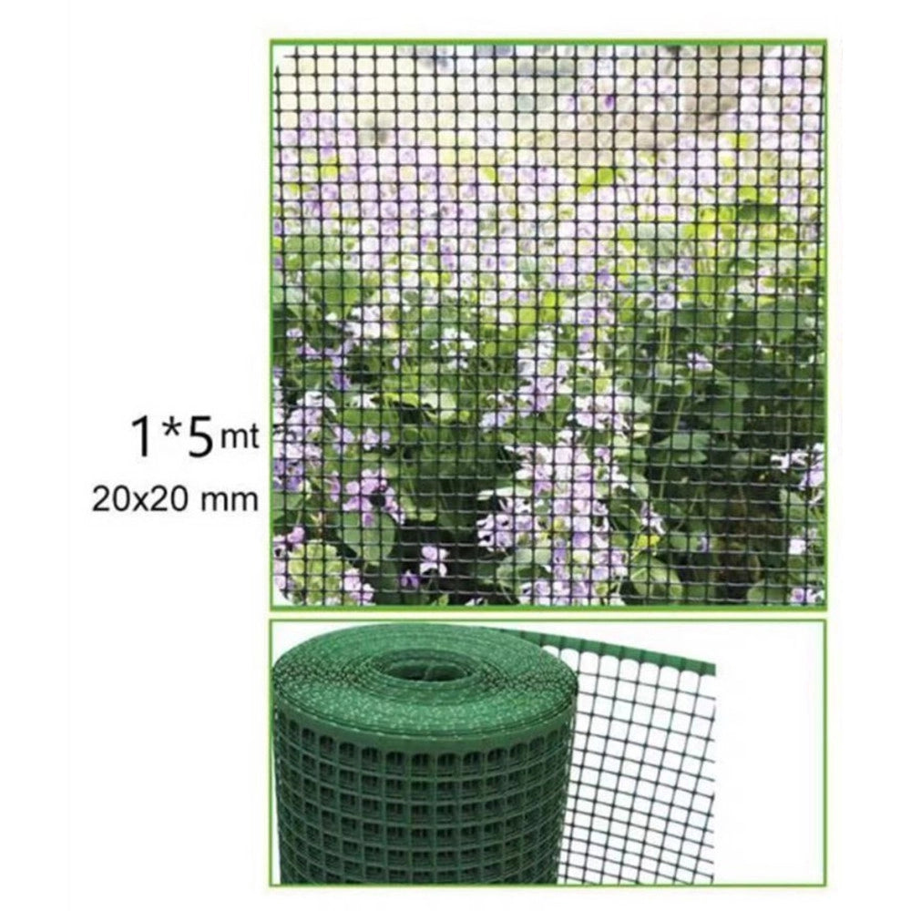 Trade Shop - Rete Protettiva In Plastica Per Aiuole 1x5 Mt A Maglia Quadrata 20x20 Mm Grn64 62838 -