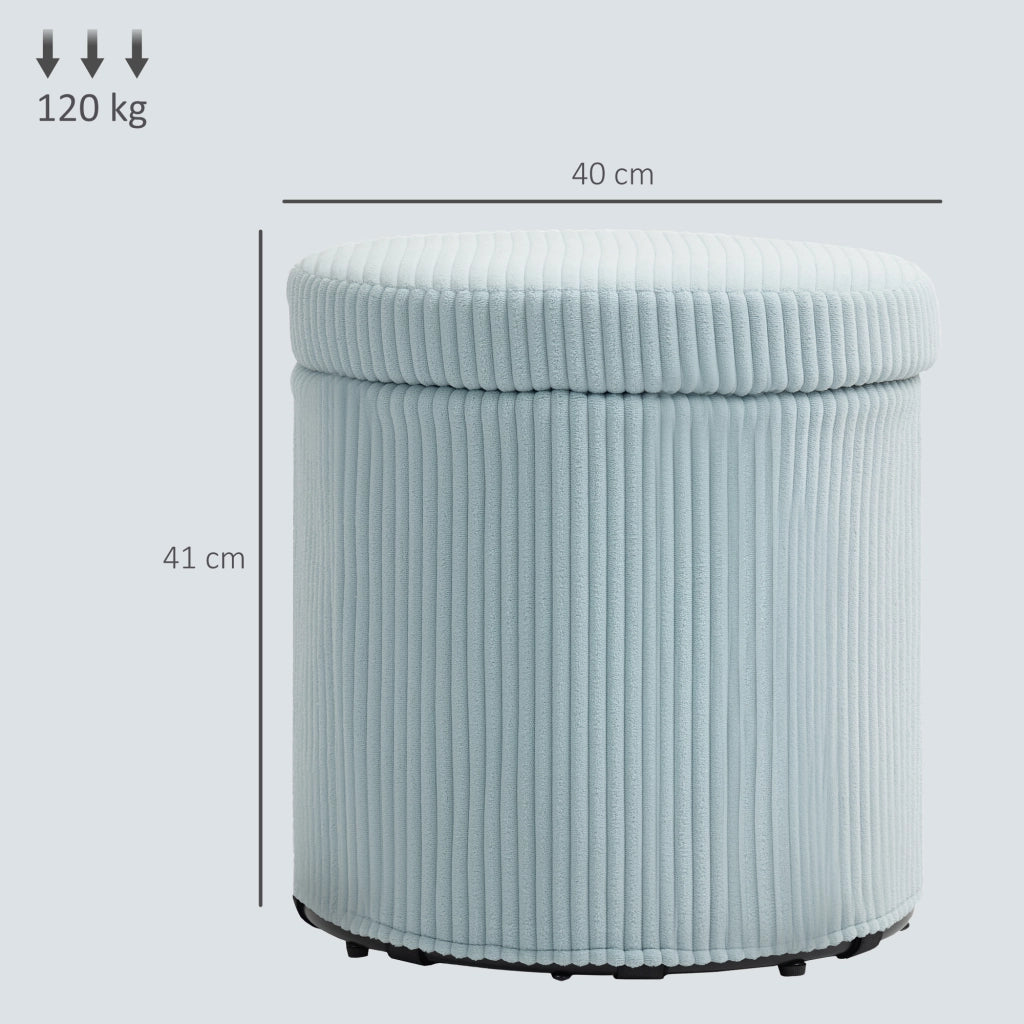 Pouf Rotondo Imbottito in Velluto con Struttura in Metallo ¨C zephmum ¨C ?40x41 cm Blu Chiaro