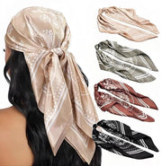 Quadrupla sciarpa per donna - sciarpa - foulard - bandana - sciarpa quadrata - fascia per capelli - sciarpa - poliestere - kaki/nero/marrone chiaro/verde chiaro