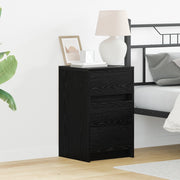 Mobiletto da comodino con luci LED rovere nero legno ingegnerizzato