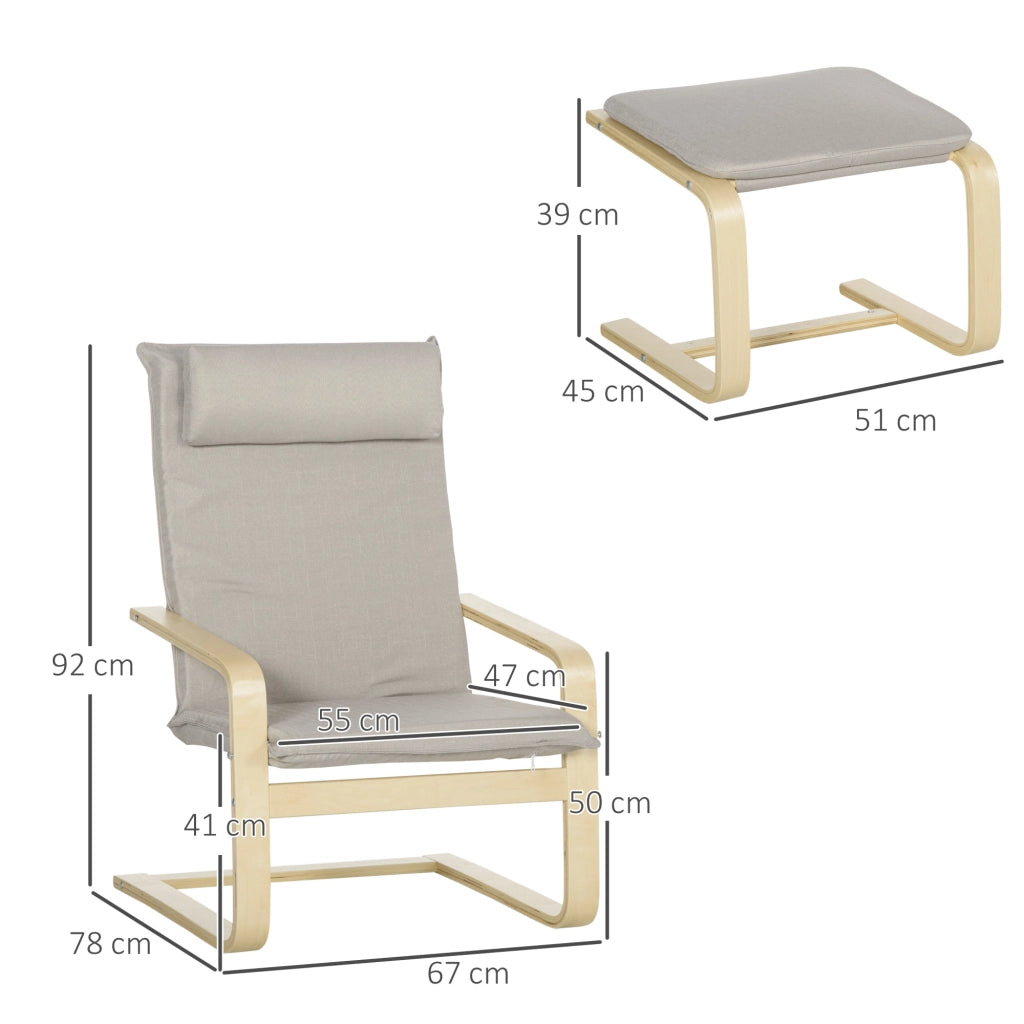 Poltrona Relax con Poggiapiedi ¨C Zephmum ¨C Grigio 67x78x92 cm