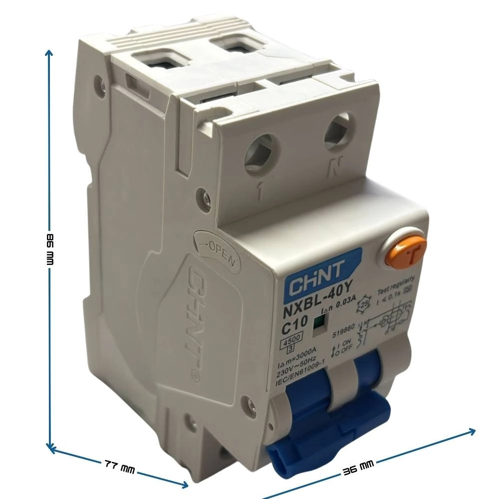 Chint 519860 nxbl40y c10 1p+n 6a 30ma 4,5ka interruttore magnetotermico