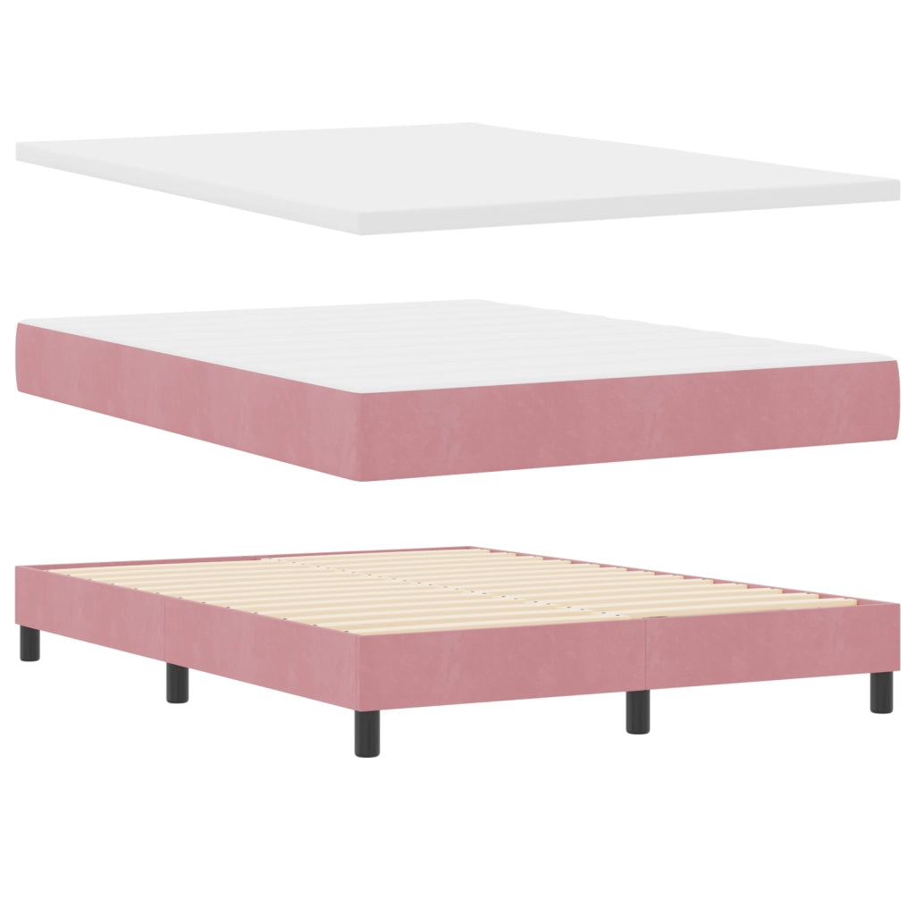 Letto Box Spring con Materasso Rosa 140x200 cm Velluto