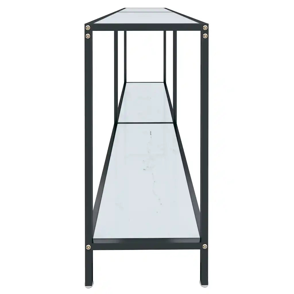 Tavolo Consolle Bianco 180x35x75,5 cm in Vetro Temperato cod mxl 25236