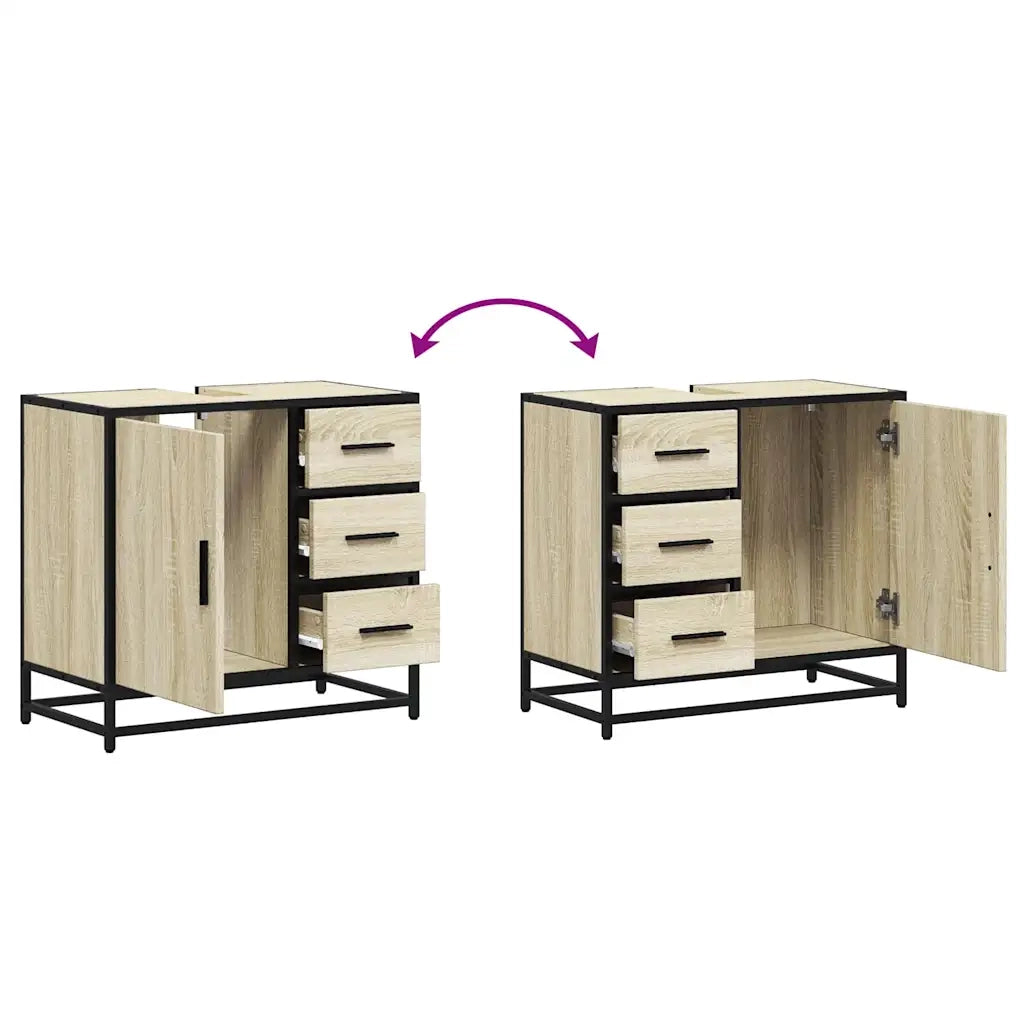 Mobile Lavabo da Bagno Rovere Sonoma 65x33x60 cm in Truciolato 849275
