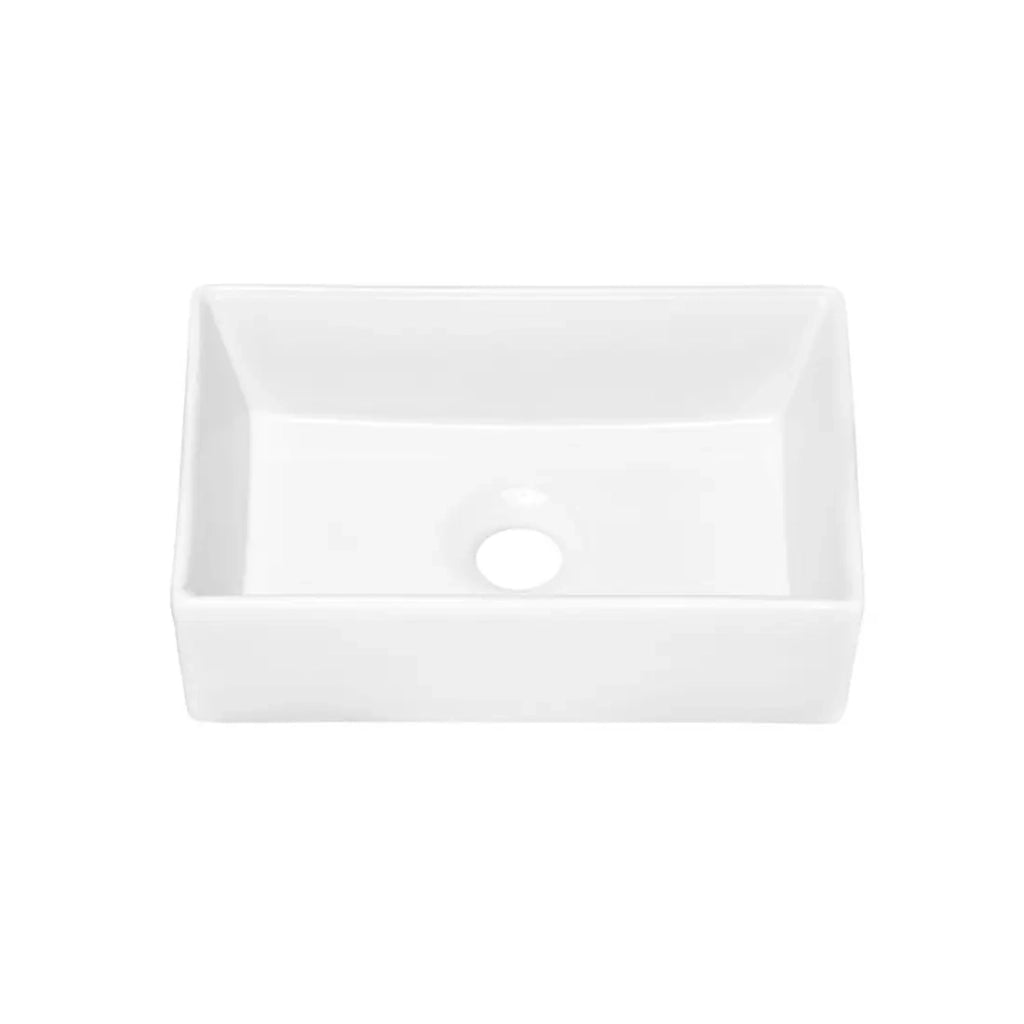 Lavabo rettangolare da appoggio 35x22 cm bianco lucido con piletta click clack