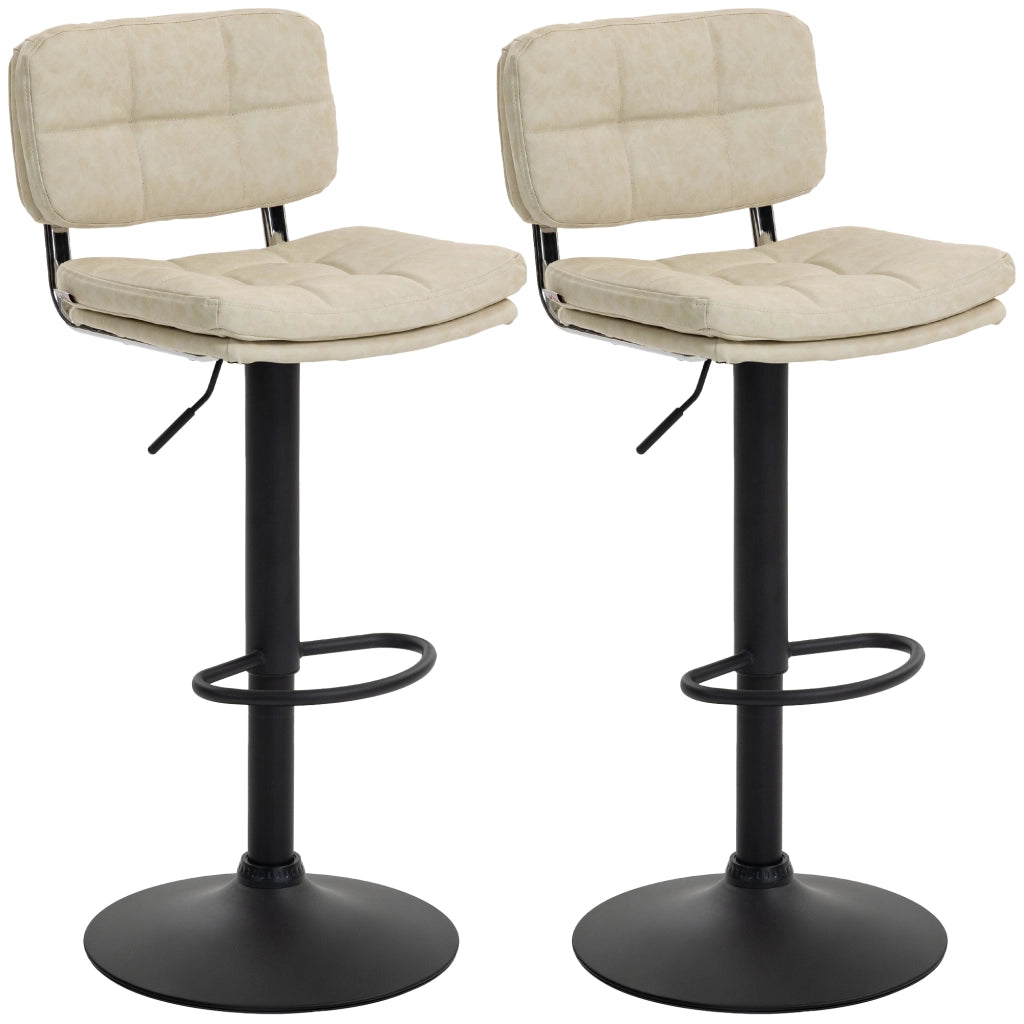 Sgabello da bar ¨C zephmum ¨C Vintage capitonn¨¦, rivestimento sintetico, crema, regolabile