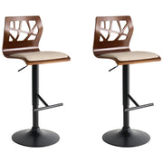 Set di 2 sgabelli da bar in ecopelle beige e nero Girevole Alzata a Gas Regolabile in Altezza Moderno