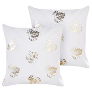 Set di 2 cuscini decorativi in velluto bianco con motivo a foglie 45 x 45 cm Stampa in lamina d'oro Accessori decorativi