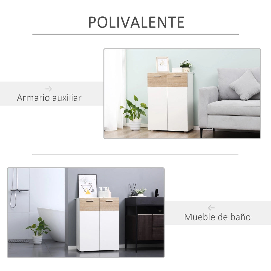 Armadio da bagno con 2 ante e ripiani regolabili ¨C zephmum ¨C 60x30x85 cm bianco