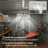Capanno da Giardino Porta Attrezzi in Acciaio Zincato con 2 Porte, 246x117x180 cm, Grigio Scuro