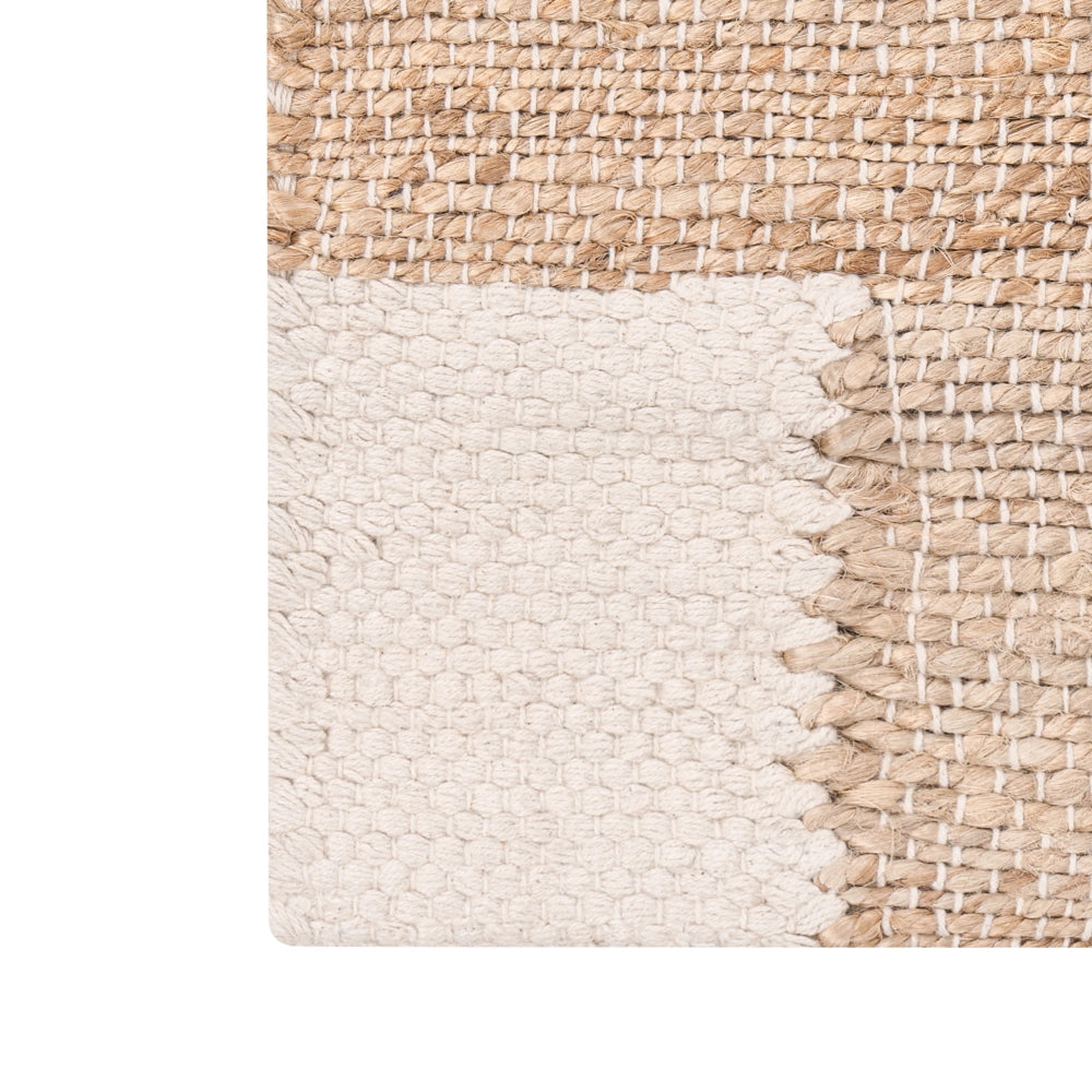 Tappeto beige e verde in juta 80 x 300 cm Rettangolare Tessuto Stile rustico Soggiorno Camera da letto