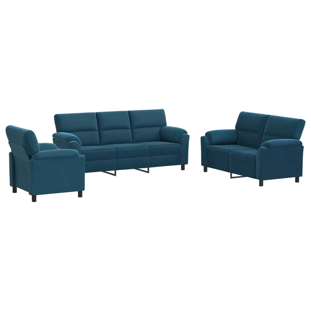 Set di divani 3 pcs Blu Velluto 3430485