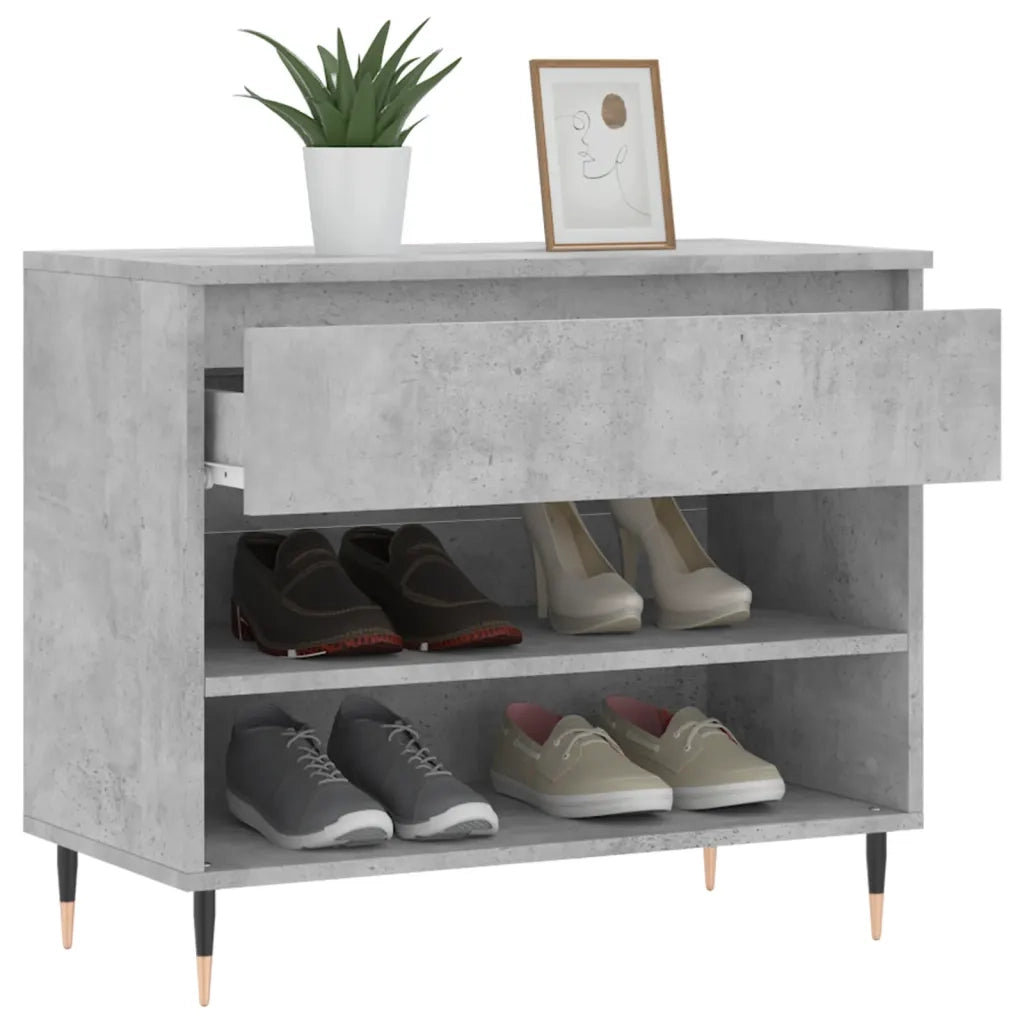 Scarpiera Grigio Cemento 70x36x60 cm in Legno Multistrato 831432