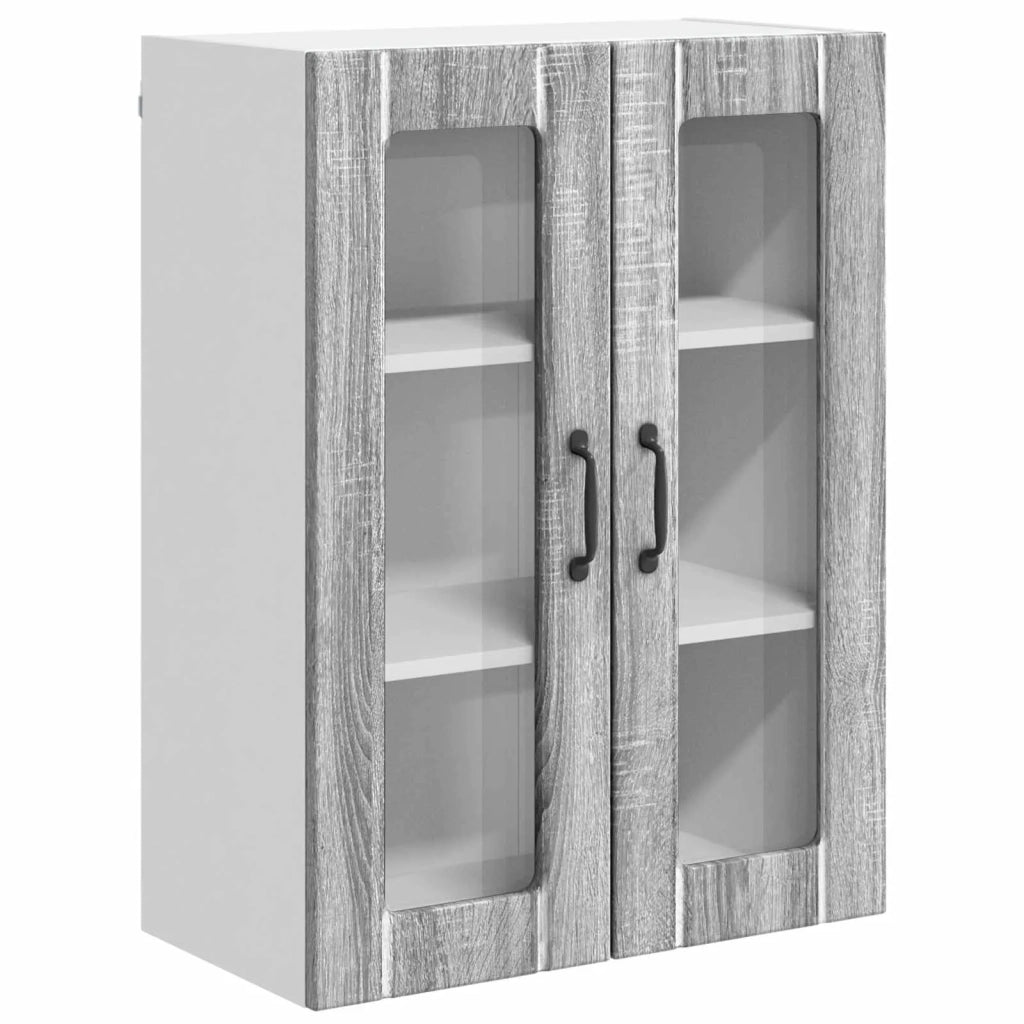 Pensile da cucina | Mobile in vetro da parete LUCCA Grigio Sonoma 60 x 31 x 80 cm