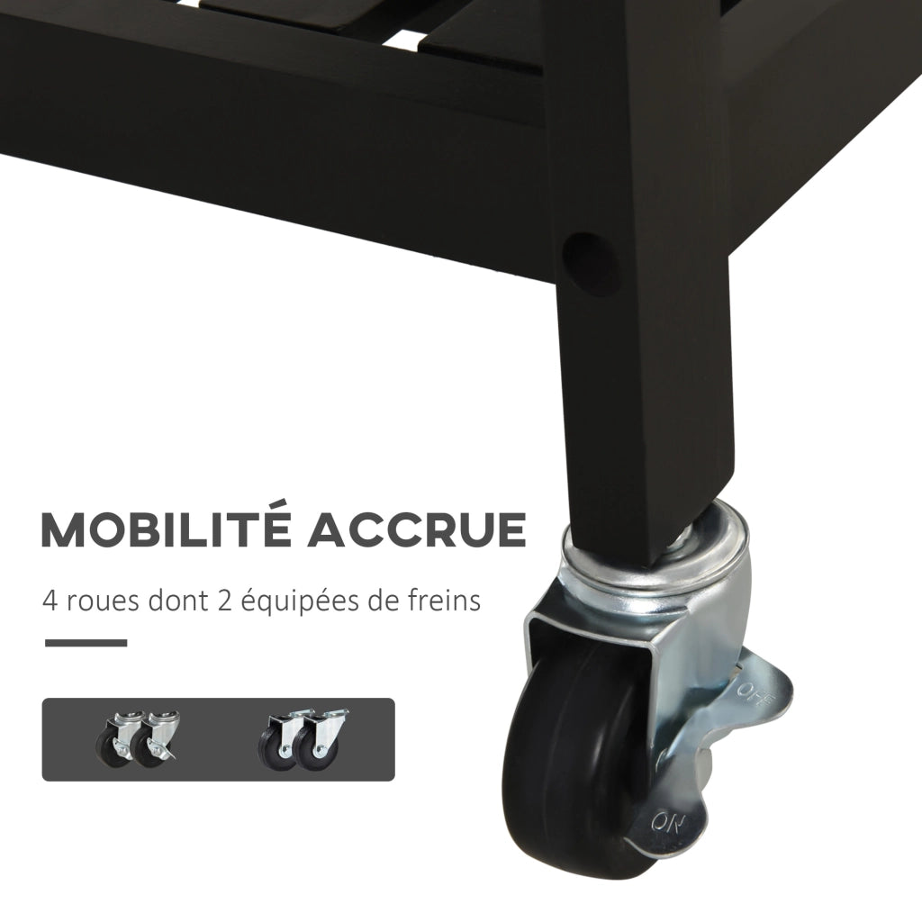Carrello da Cucina ¨C Xylo ¨C 60x40x85 cm Piano in Acciaio Inox Nero con Ripiani