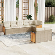 Set Divano da Giardino 8 pz con Cuscini Beige in Polyrattan 3260231