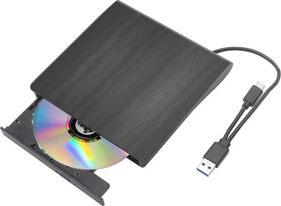 Letto esterno portatile con ingresso Type-C e USB 3.0 - lettore, scrittore e masterizzatore per laptop e desktop