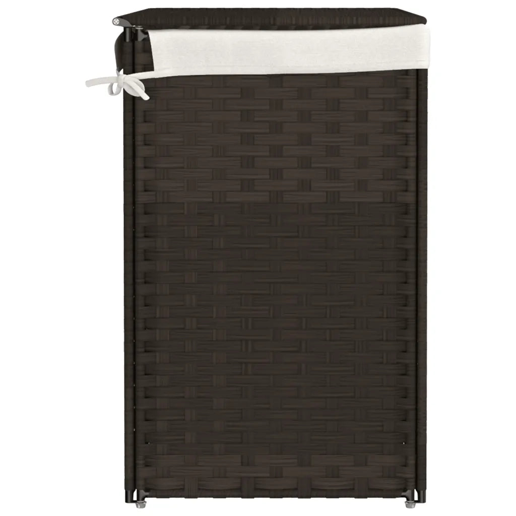 Cesto Biancheria 2 Sezioni Marrone Scuro 53x35x57 cm Polyrattan 372035