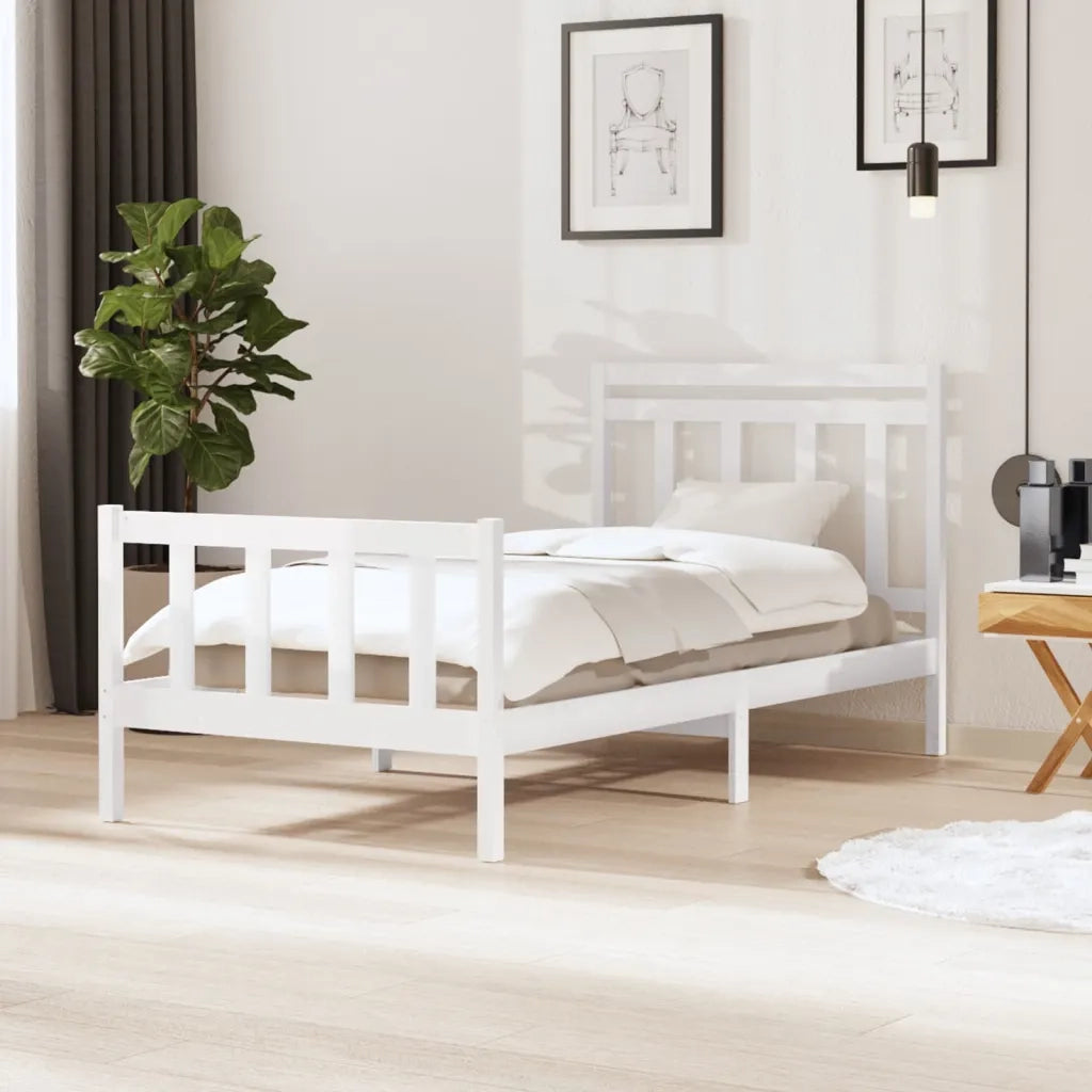 Giroletto-Struttura Letto Bianco in Legno Massello 100x200 cm 815911