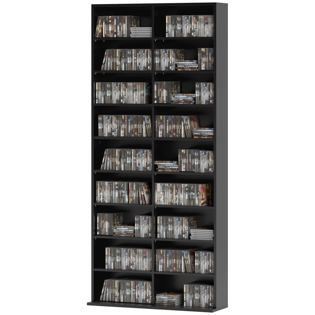 Mobile per CD e DVD 18 compartimenti ¨C Zephmum ¨C Nero 78.5x24x175 cm