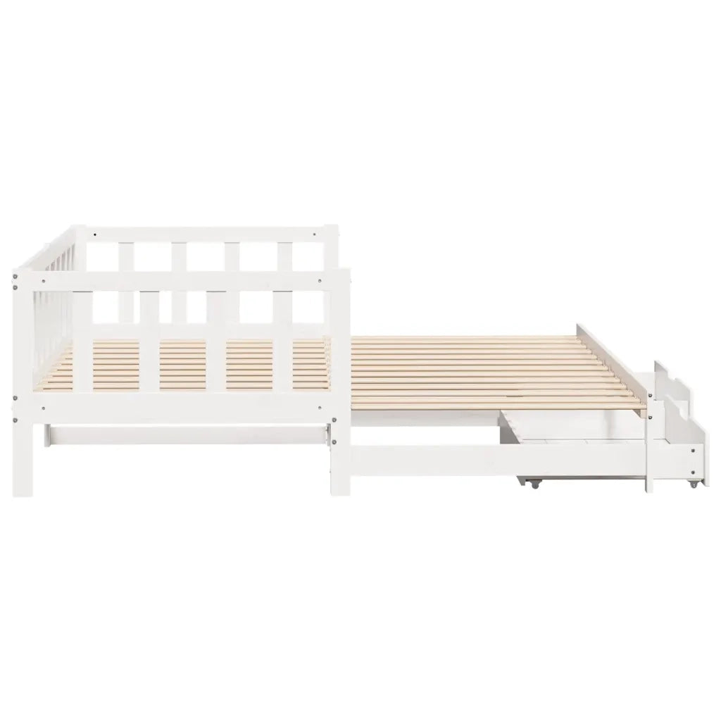 Letto Estraibile con Cassetti senza Materasso Bianco 90x200 cm