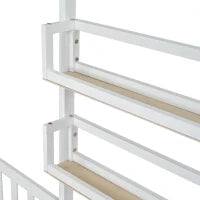 Letto per bambini con cassetti e scaffali, struttura a L, senza materasso, 90x200 cm+140x70 cm, Bianco