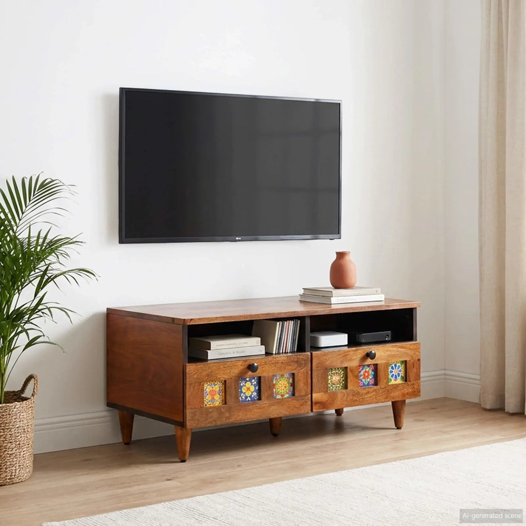 Mobile TV-Credenza per TV Noce 70 x 33 x 46 cm Legno di mango massello