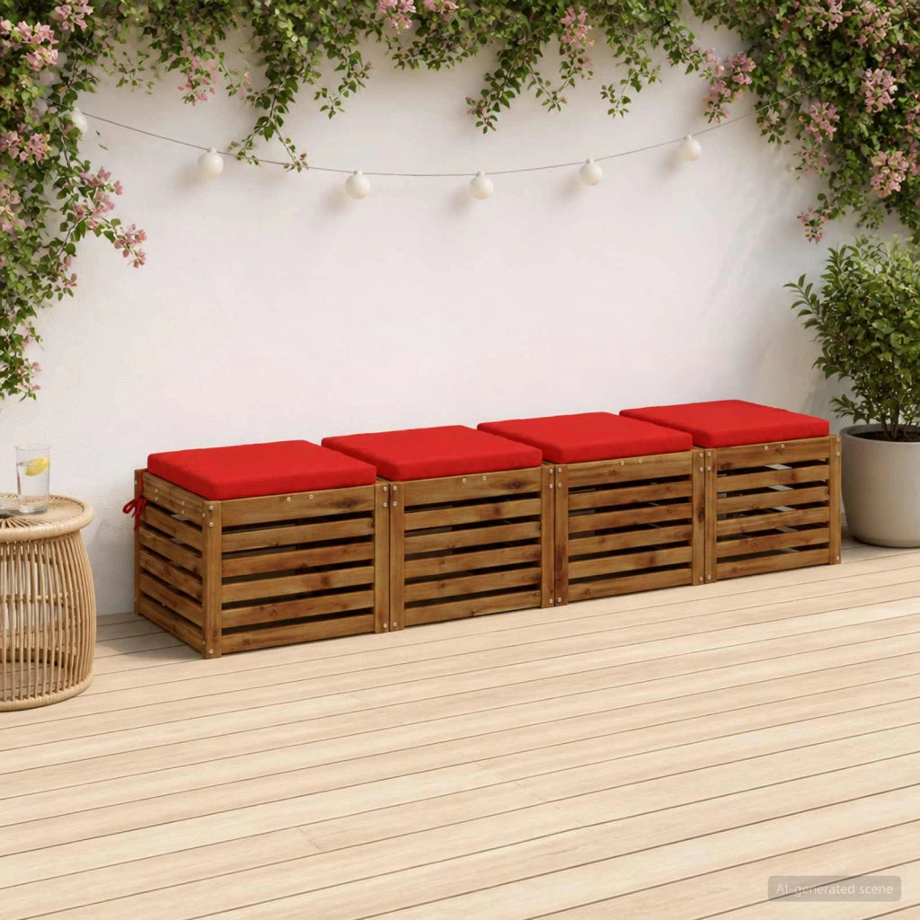 Cuscini per Sedia in 4 Pezzi SOEST 4 pz 100% Poliestere Rosso 944465