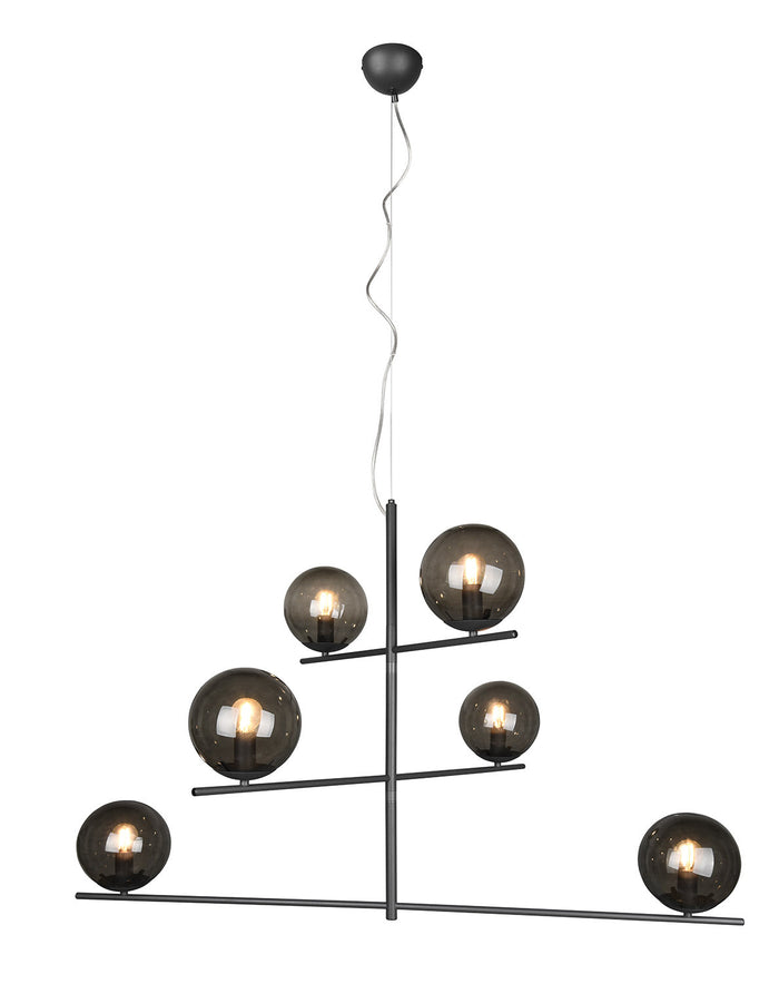 Lampada a Sospensione da Interno Attacco E14 in Metallo Antracite