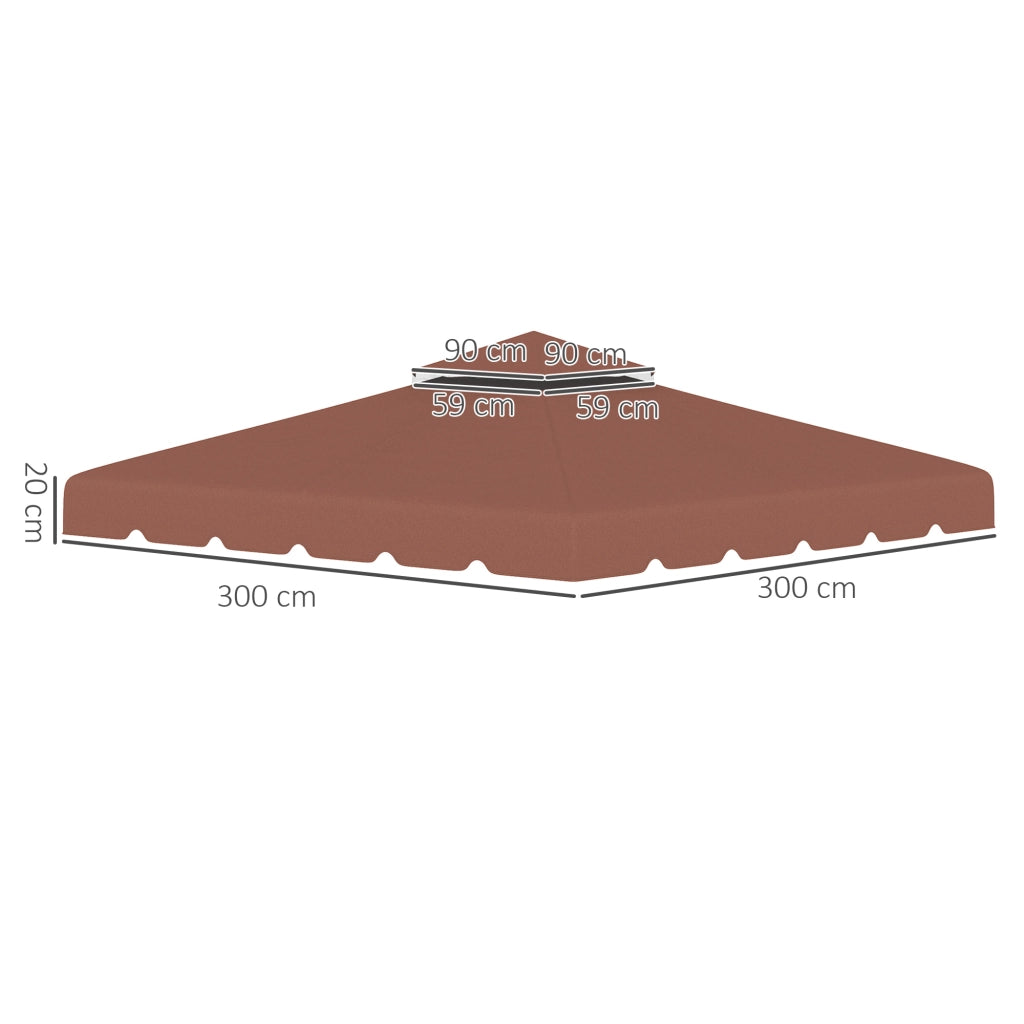 Tetto per Gazebo 3x3 m ¨C zephmum ¨C Marrone, Copertura Doppia, 8 Fori di Drenaggio