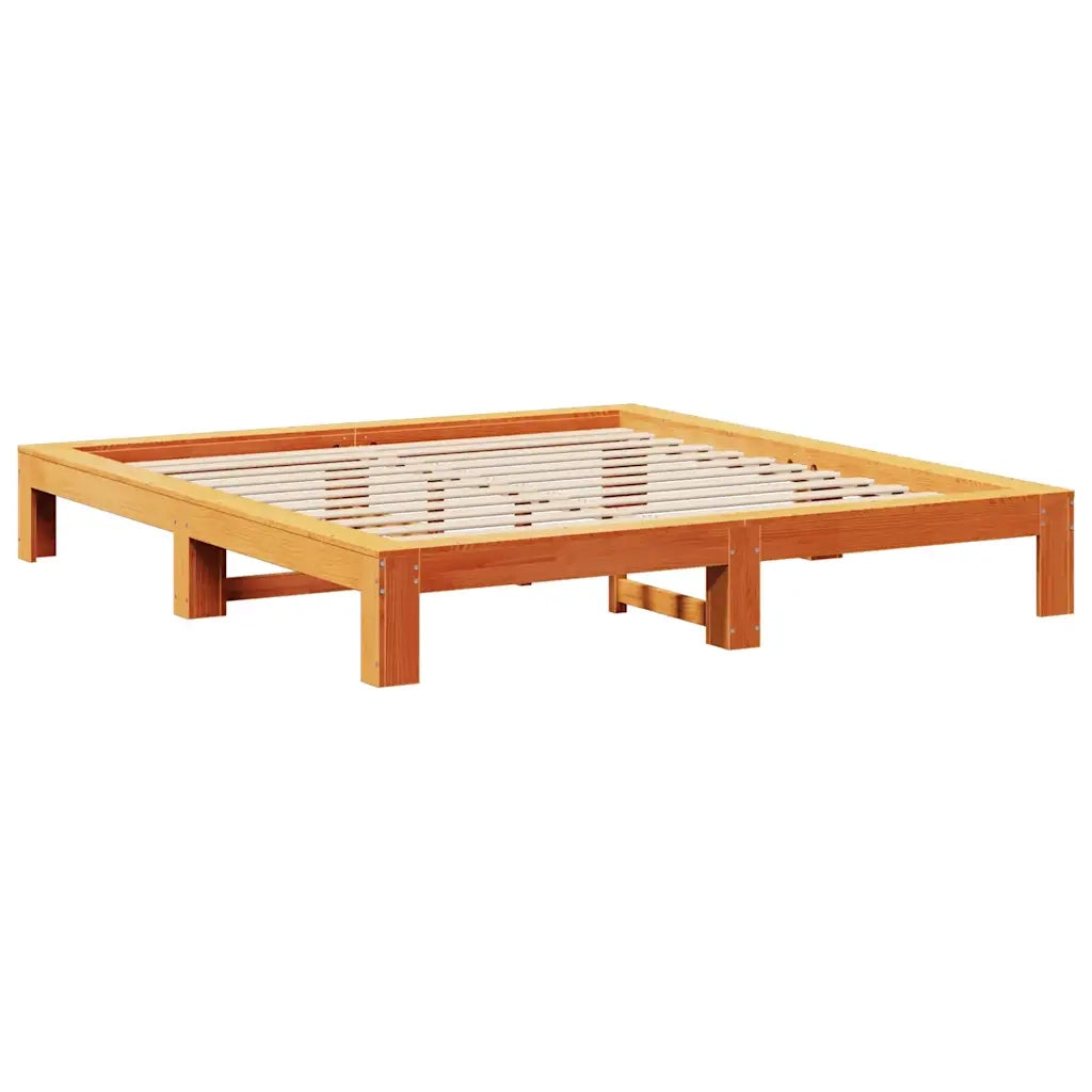 Letto senza Materasso Marrone Cera 140x190 cm in Legno di Pino 3309013