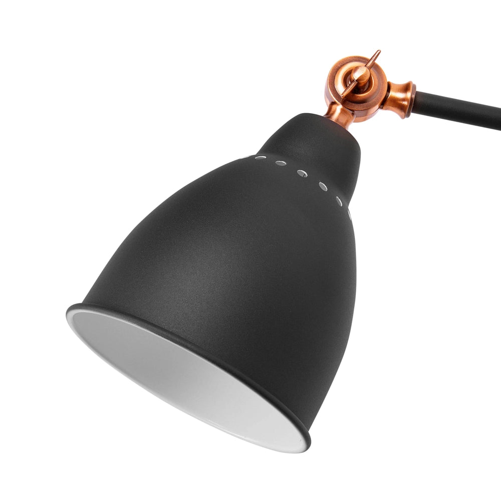 Faretto da parete Nero con luce da lettura a braccio lungo in metallo bianco dal design moderno
