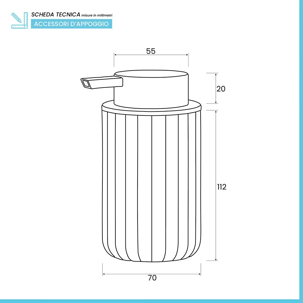 Dispenser sapone tortora con dosatore cromato in gomma termoplastica - Gummy