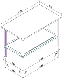 Banco lavoro metallico con piano in nobilitato superiore cm. 140x80x93h
