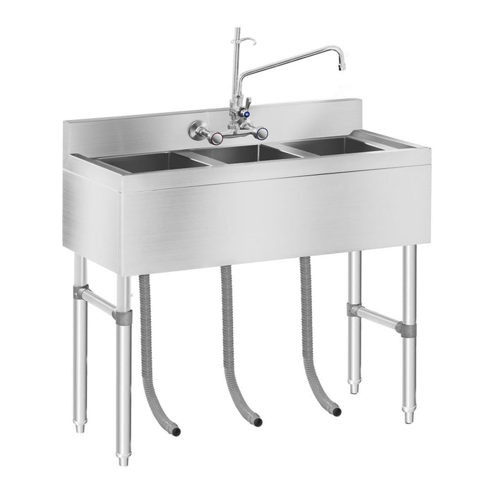 Lavello professionale 3 vasche 100 x 50 x 97 cm inox 14_0001591
