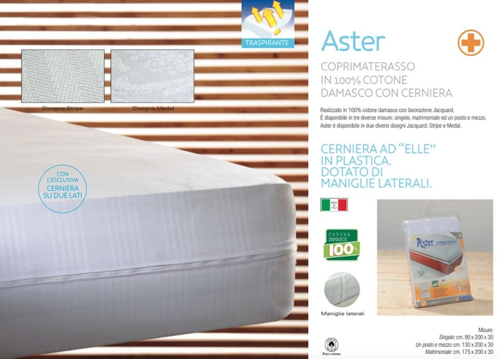Coprimaterasso Aster Con Cerniera E Maniglie Laterali - Singolo - Fasciato