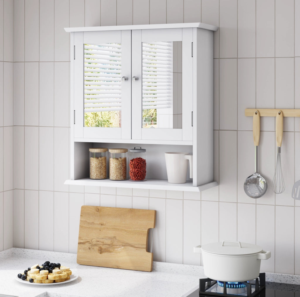 ARMADIO DA BAGNO con specchio 54,6 x 19,8 x 60 cm Bianco MDF