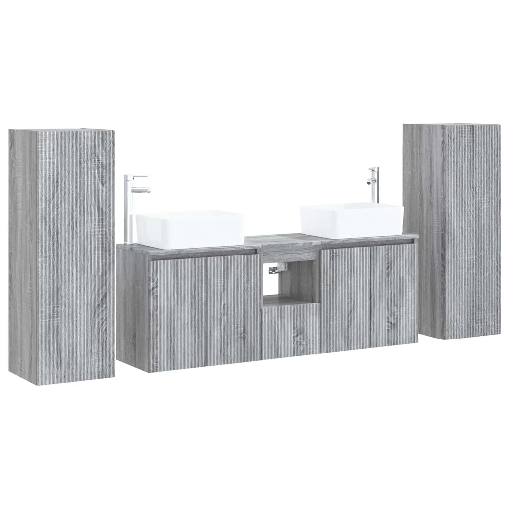 Set di mobili per il bagno 5 pz Sonoma grigio 3405999
