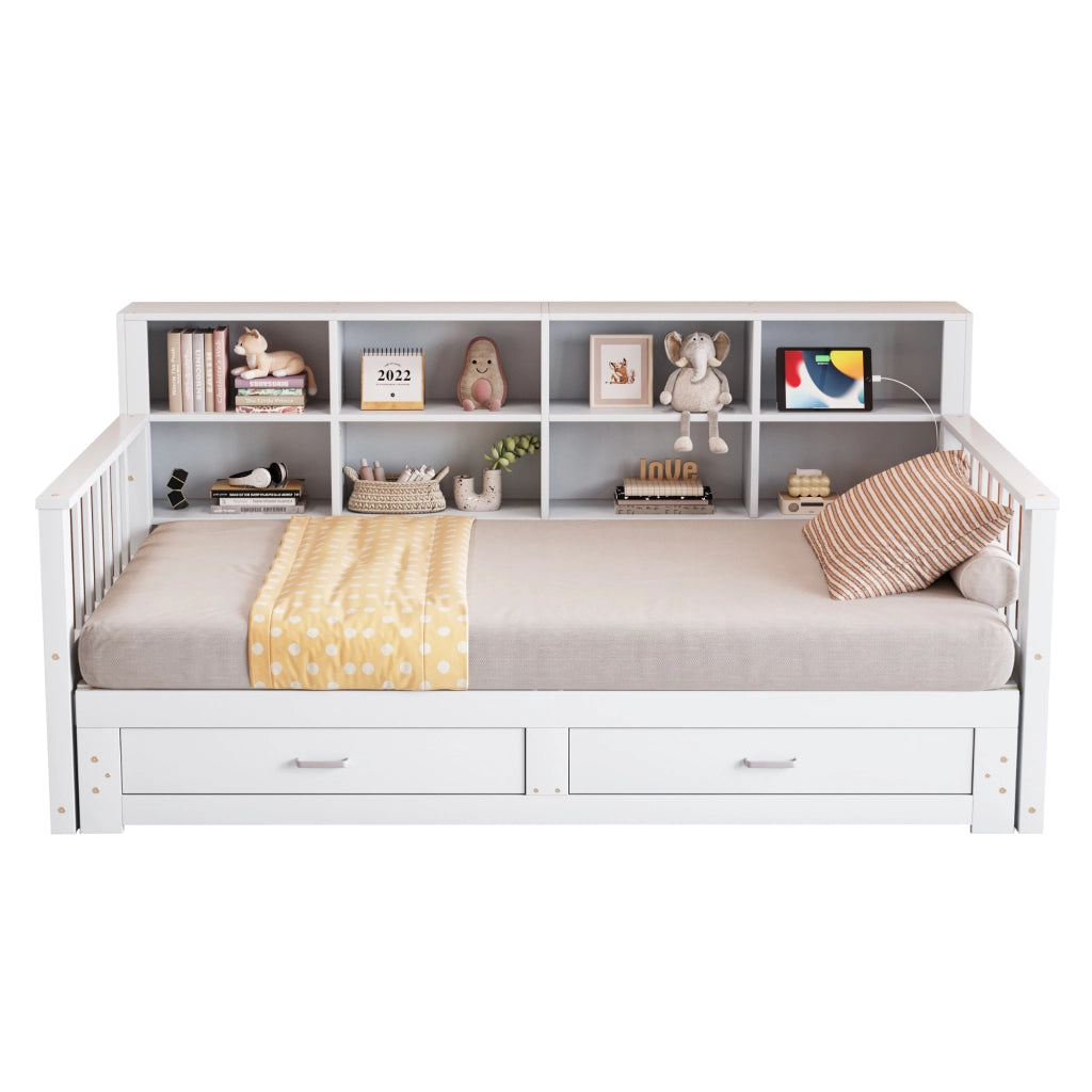 divano letto in legno bianco 117 x 196.2 cm